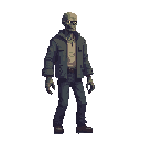 a zombie .look realistic .looking right 100% profil camera view. no outline 