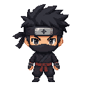 ninja extrem chibi style big head, front view. no outline 