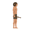 a basic titan from snk anime with shorts, with an stick ,no front view only side view in right . no outline ,flat color 