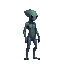 realistic alien , side view right. no outline 