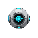 futuristic flying robot, ball form( front view ) 