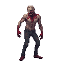 zombie realistic, blood ,looking right 100% profil view. no outline 