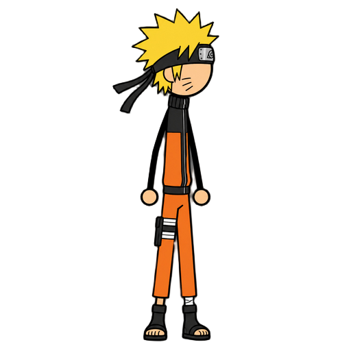 no front view, profil side view right , a stickman naruto.