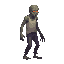 a realistic zombie human, side view . no outline