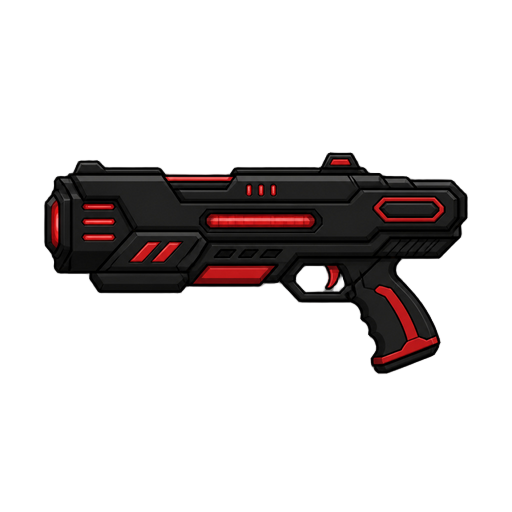 futuristic lasergun, black red ,profil view