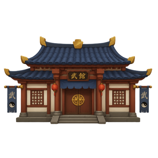 chinese house like a dojo . front biew . no outline 