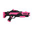 profil side view right. futuristic gun , pink black. no outline no shading 