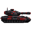 a big tank ,red black gray.side view right. no outline