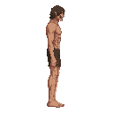 basic titan (from snk ), demoniac,with shorts ( 90 degree side camera view right) no outline, no front view 