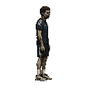 zombie , sportif clothing.look realistic .looking right 100% profil camera view. no outline