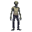a realistic zombie human, side view . no outline