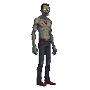 zombie realistic, human size ,looking right 100% profil view. no outline 