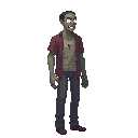 zombie realistic, human size ,looking right. no outline 