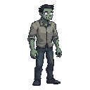 zombie , human size , side view right ,no outline 