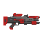 profil side view right. futuristic gun , red , gray. no outline no shading 