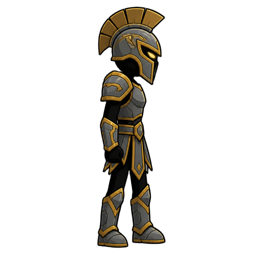 no front view, profil side view right , a stickman titan with armor( stick war legacy style )