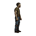 zombie ,blue pant .realistic .looking right 100% profil camera view. no outline 