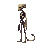 realistic alien skeleton, side view right. no outline 
