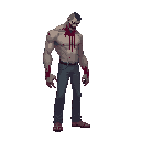 zombie realistic, blood ,looking right 100% profil view. no outline 