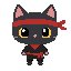 ninja cat , chibi artstyle extreme big head. no outline, no shading
