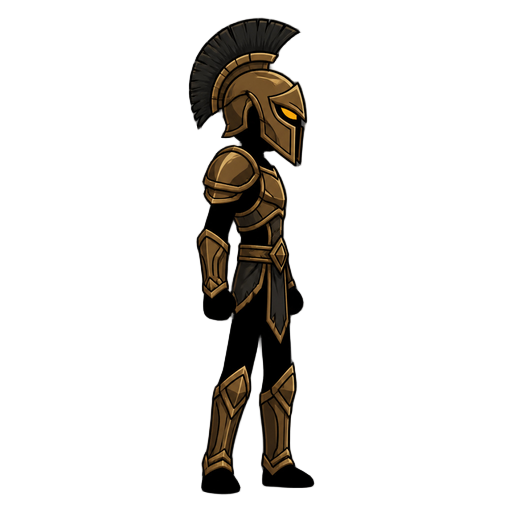 no front view, profil side view right , a stickman titan with armor( stick war legacy style )
