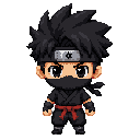 ninja extrem chibi style big head. front view. no outline 