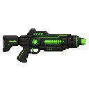 futuristic lasergun, black green ,profil view