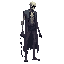 a realistic undead,with chain. side view . no outline