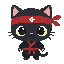 ninja cat , chibi artstyle extreme big head. no outline, no shading