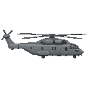 big military helicopter, gray.side view right. no outline