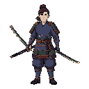 samurai with a saber , side view 