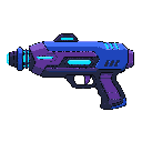 futuristic lasergun, blue purple,profil view