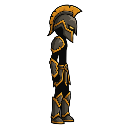 no front view, profil side view right , a stickman titan with armor( stick war legacy style )
