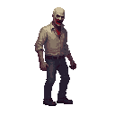 zombie realistic, blood ,looking right 100% profil view. no outline 