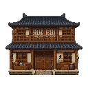house from snk ,strict front view. without outline 