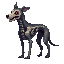 realistic skeleton zombie dog, red eyes. side view . no outline