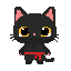 ninja cat , chibi artstyle extreme big head. no outline, no shading