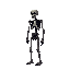 a skeleton zombie human, side view . no outline