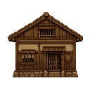 house like from snk,brown ,front view. without outline 