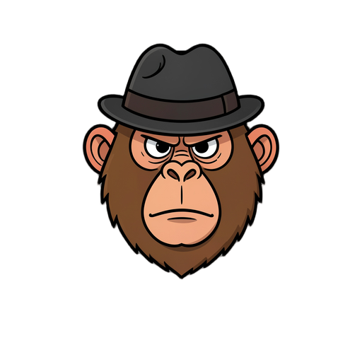 of a 64 x 64 pixels gangster mandrill monkey top down