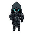 pixelgraphic hooded post apocaliptic soldier 