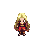 create a highly detailed mage character for a fantasy rpg game. she is a powerful fire sorceress with long flowing blonde hair and a confident, fierce expression. her outfit is minimal but stylized, decorated with fire-themed ornaments, glowing runes, and