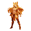 create a highly detailed mage character for a fantasy rpg game. she is a powerful fire sorceress with long flowing blonde hair and a confident, fierce expression. her outfit is minimal but stylized, decorated with fire-themed ornaments, glowing runes, and