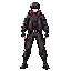 an anime adventurer in jrpg style, wearing a snug long turtleneck, sleek black jacket, long tactical pants, and sturdy tactical boots, digital character concept art, facing front in a dynamic a-pose with no background, bright and vibrant lighting highligh