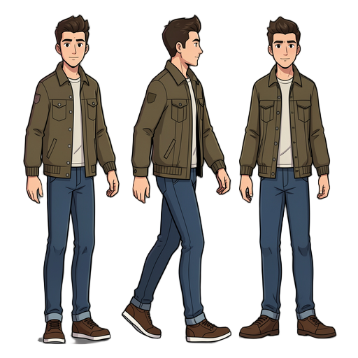 handsome 20's male walk side sprite sheet