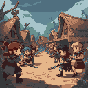 you train the villagers in combat, watching them grow stronger. yet, they rely on you too much, seeking you for everything. the weight of their dependence stirs memories of the power you once abused.