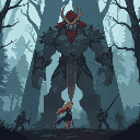 you shift into your true form, towering over lira. "i’m not here to hurt you. let me help." she nods. together, prepare to face approaching soldiers, forest silent, tension thick.