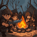 villagers train under harsh combat methods, fear in their eyes. overheard whispers by the fire: no better than the soldiers. realization stings—you’ve become what you despised.
