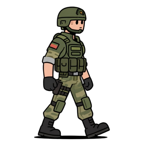 gere um soldado andando , estilo metalgear