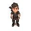 2d. tiny style. survivor. male. top down perspective. low details. view from the side.